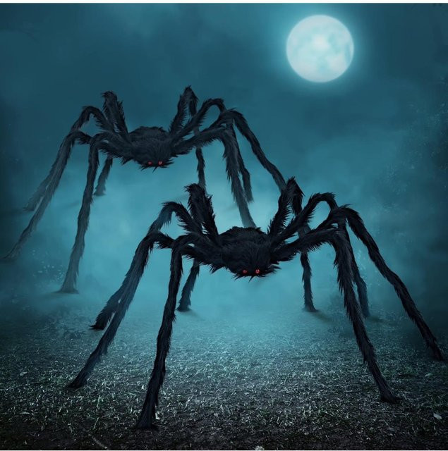 2er-Pack Joyfy Riesenspinne Halloween Dekoration in Schwarz, Höhe: 150 cm - Bild 1
