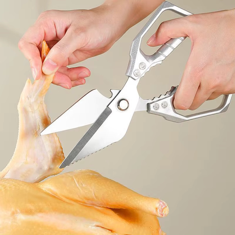 GuanQi Küchenschere aus Edelstahl in Silber als Multifunktionswerkzeug für Huhn, Fisch und zum Öffnen von Flaschen, B/H/T: 23,5 x 10,0 x 1,0 cm - Bild 3