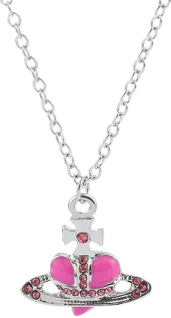 Pino Chio Halskette, Saturn, Liebes-Herz-Anhänger, Damen, rosa - Bild 1