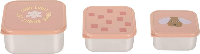 Lässig 3er-Set Brotdosen aus Edelstahl in Pink mit Snap-Lid, BPA-frei und spülmaschinenfest - Bild 1