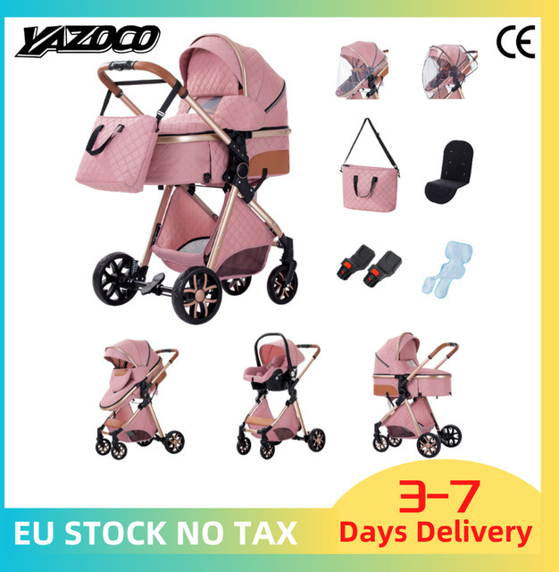 ALYIKOU 3-in-1 Kinderwagen Reisesystem mit Babywanne, Sportsitz und Autositz in Braun mit atmungsaktivem Mesh-Gewebe und leichtem Aluminiumrahmen - Bild 1