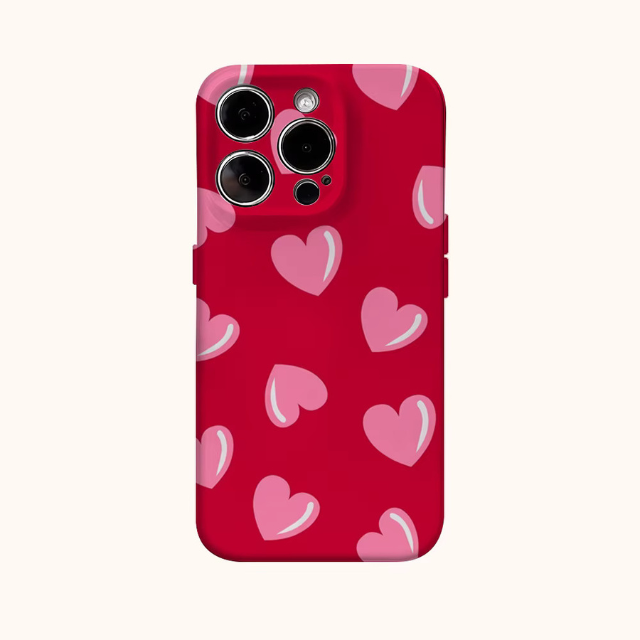 Potdemiel Handyhülle mit Herz-Design in Rot und Rosa für iPhone Modelle, doppelschichtige Rückseite - Bild 2