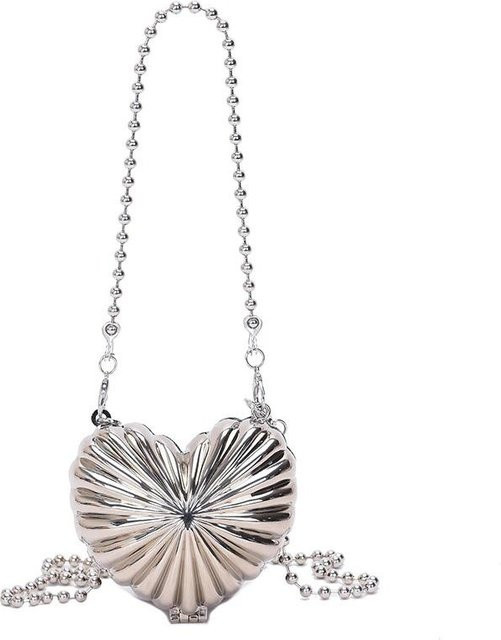 Mini-Herzschalen-Tasche Damen, Metalllegierung, white - Bild 1
