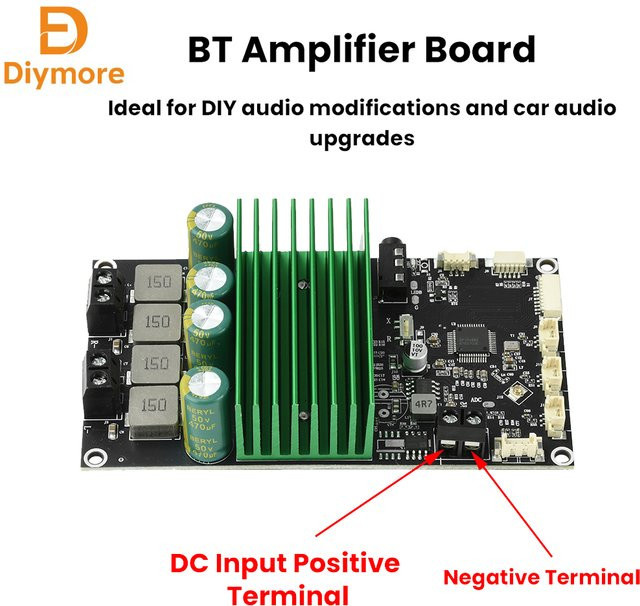 diymore Bluetooth-Verstärkerplatine mit EQ Bass-Verstärkung und App-Steuerung, Zweikanal Audio-Verstärkermodul 2x150W, DC 9-32V - Bild 1