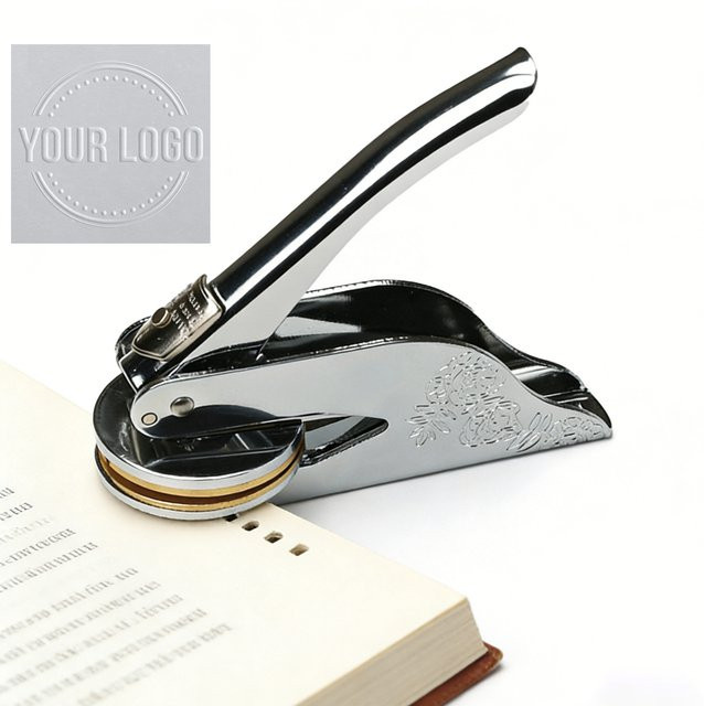 Personalisierter Prägestempel Library of Custom Embosser Stamp mit Logo-Design für Bücher, Hochzeiten und Umschläge in Gold oder Silber - Bild 1