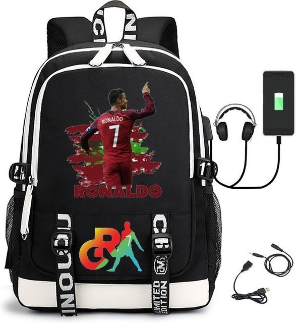 3-teiliges Schulrucksack-Set in Schwarz aus Oxford-Stoff mit großem Fassungsvermögen inklusive Federmäppchen und Schultergurt - Bild 1