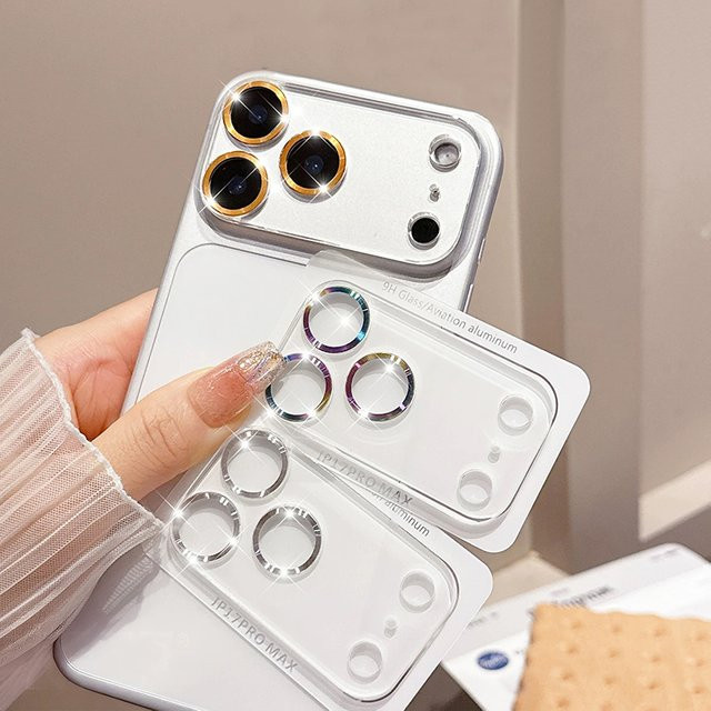 Kameraschutz mit CD-Muster für iPhone 17 Pro Max 16 Plus 15 14 13 17 Air aus Glas, kratzfest, multicolor - Bild 1