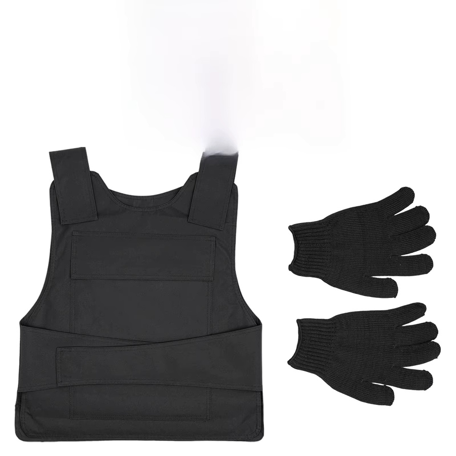 Anti-Stich-Schutzset aus Manganstahl mit Weste und Handschuhen, verstellbar, Schwarz - Bild 6