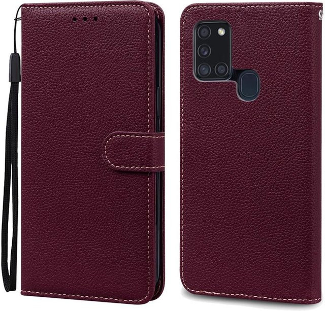 Leder-Brieftasche Flip-Hülle für Samsung Galaxy A21S (A217F) aus weichem Silikon - Bild 1