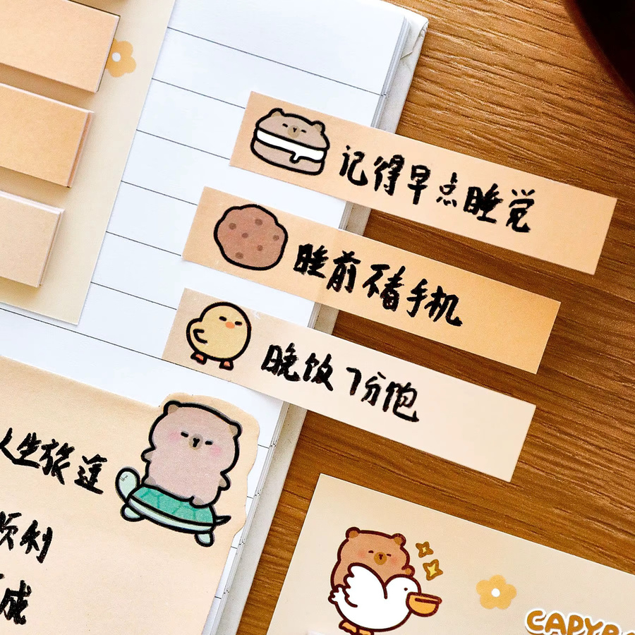 Capybara Index Aufkleber Set mit 320 selbstklebenden Etiketten und Haftnotizen für Studenten in Mehrfarbig - Bild 4