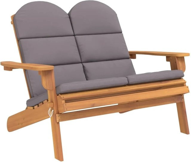 vidaXL Adirondack-Gartenbank aus Akazien-Massivholz mit Kissen, Braun, Breite: 126 cm - Bild 1