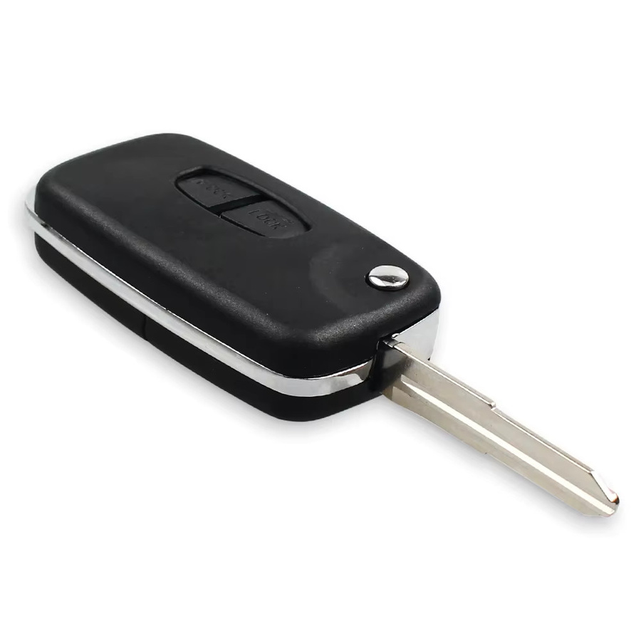 KEYYOU Klappbares Fernschlüsselgehäuse mit 2 Tasten für Mitsubishi New ASX Grandis Outlander Lancer-EX, Farbe: Schwarz, Rechte Klinge - Bild 2