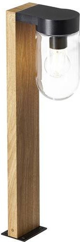 Brilliant Cabar Außensockelleuchte aus Holz und Glas, Farbe: Schwarz/Braun, Höhe: 55 cm, E27, IP44 - Bild 3