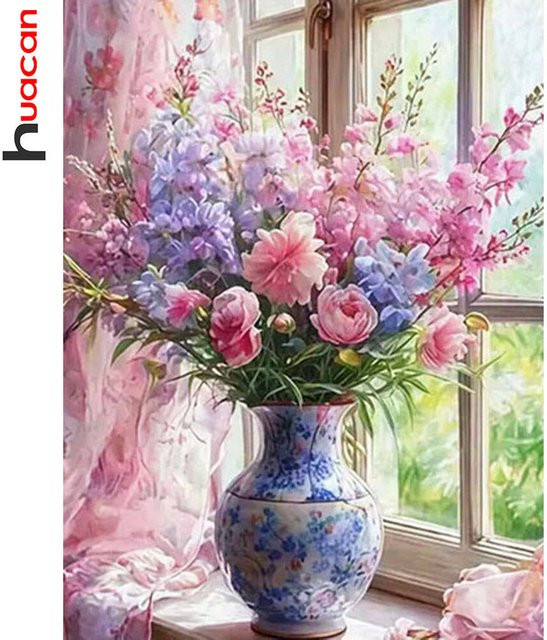 Huacan DIY Diamant-Malerei mit floralem Motiv und Vase in Multicolour, B/H/T: 20 x 30 x 20 cm - Bild 1