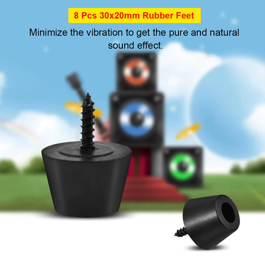 VBESTLIFE Gummifüße in Schwarz, 4 Paar Anti-Vibrations-Basis für Lautsprecher und Gitarrenverstärker, Durchmesser: 30 mm, Höhe: 20 mm - Bild 2