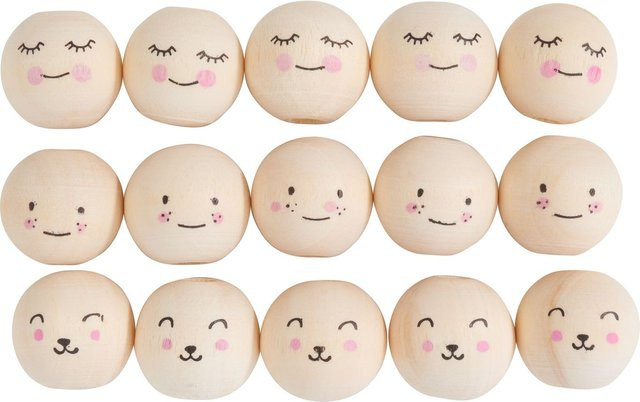 VBS Smart Faces Holzköpfe Gesichter Holz naturfarben Beige - Bild 1