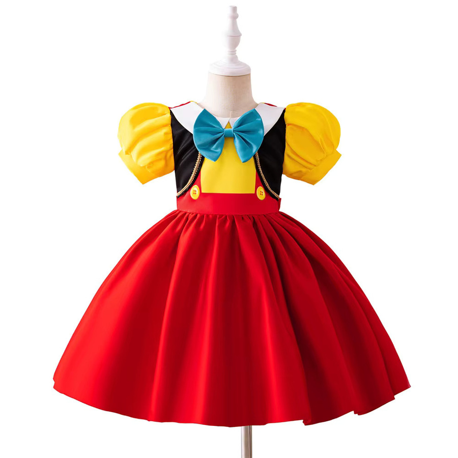 Disney Prinzessin Partykostüm, rotes und gelbes Fliege-Kleid, Textil - Bild 2