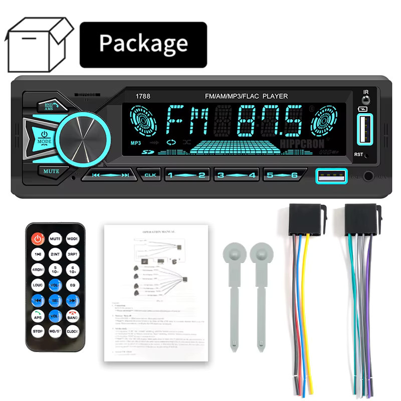 Hippcron 1DIN Autoradio MP3-Player mit Bluetooth, FM-Empfänger, AUX, USB und TF-Slot in Schwarz - Bild 6