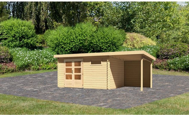 Karibu Holz-Gartenhaus Ängelholm mit Pultdach in Natur, Unbehandelt, B: 370 cm, T: 280 cm, H: 222 cm - Bild 1