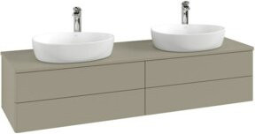 V&B Waschtischunterschrank Antao mit Beleuchtung, Farbe Grau Lack, B/T: 160 x 50 cm - Bild 1