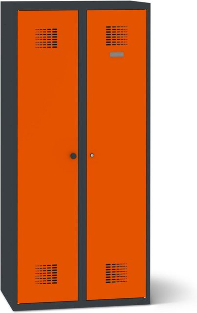 rotstahl Bekleidungsschrank mit 1 Abteil und 5 Fächern in Orange und Anthrazitgrau, B/T/H: 60 x 50 x 180 cm - Bild 1