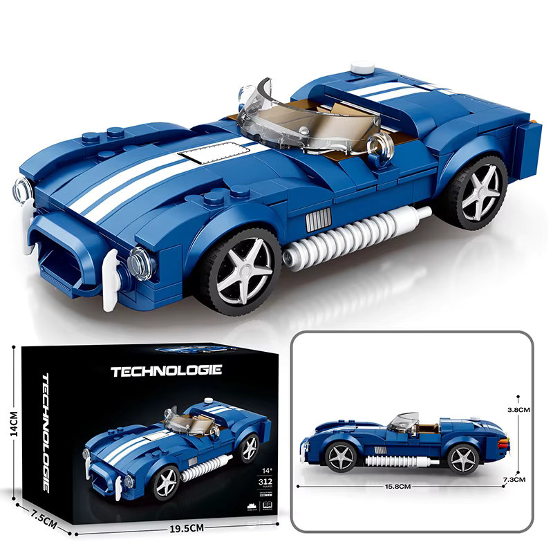 REOBRIX Sportwagen Bausteine blau 312-teiliges Set - Bild 5