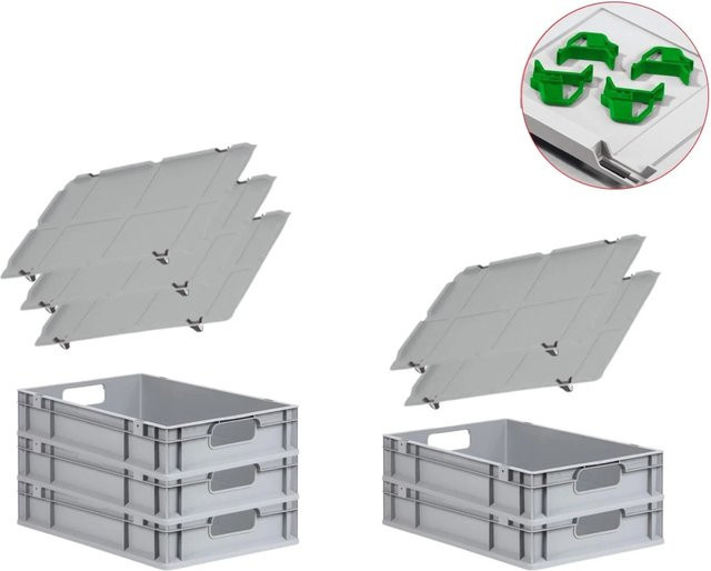 PROREGAL Spar Set Eurobox Nextgen Economy mit Auflagedeckel und Schiebeschnappverschlüssen, Grün, H x B x T: 12 x 40 x 60 cm, 23 Liter, 5 Stück - Bild 1