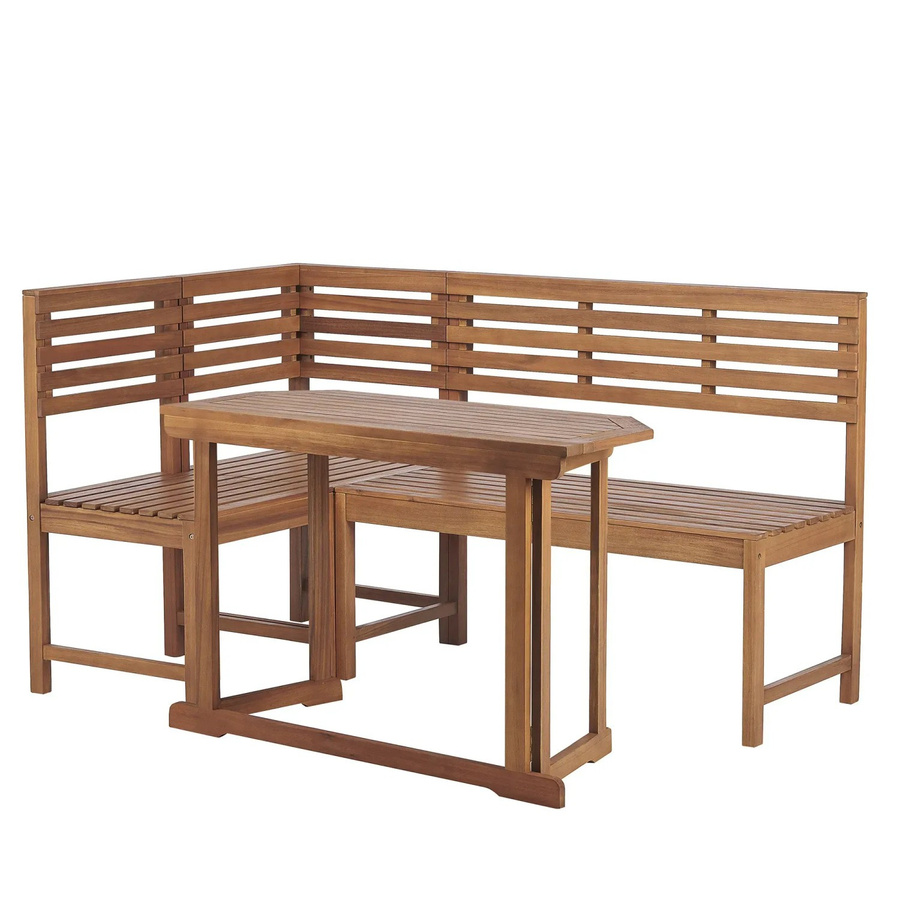 Beliani Bistro Set TREIA aus Akazienholz in hellem Braun, Skandinavischer Stil, B/T/H: 100 x 160 x 92 cm - Bild 2