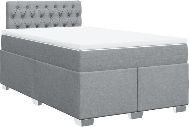 vidaXL Boxspringbett mit Matratze in Hellgrau, Hybrid-Design mit Taschenfederkern, B/T: 120 x 200 cm - Bild 1