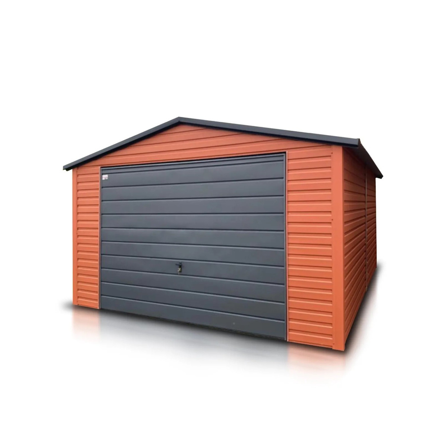Liderstal Einzelgarage Standard aus Trapezprofilblech mit Satteldach und Schwingtor in Hellbraun, B: 400 cm, T: 500 cm, H: 260 cm - Bild 2