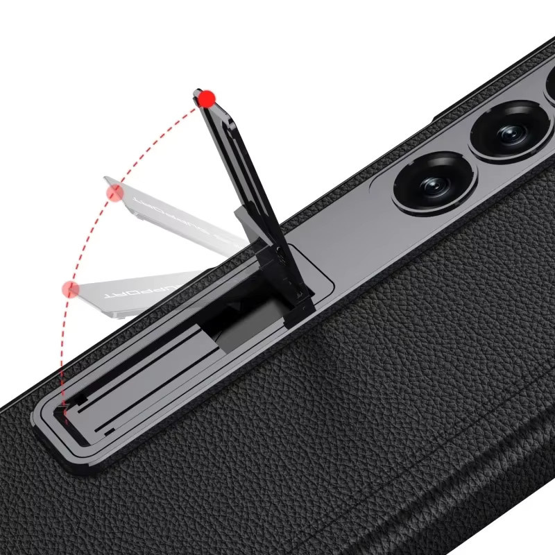 Luxuriöse Business Leder-Handyhülle mit magnetischem Scharnier und Glas-Displayschutz für Samsung Galaxy Z Fold 7 und Z Fold 6 in Blau - Bild 5