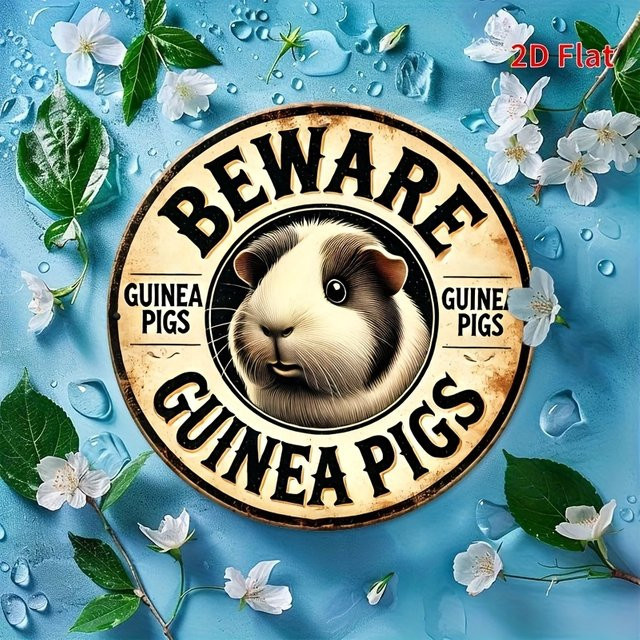 Potdemiel Vintage Aluminium Rundschild Wanddekoration Meerschweinchen Design B: 20 cm, H: 20 cm, T: 0,1 cm, Mehrfarbig - Bild 1