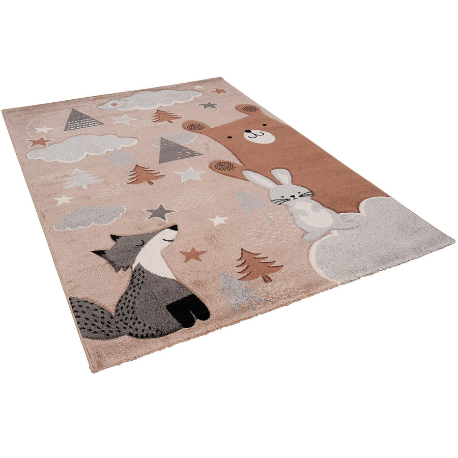 Pergamon Kinder Teppich Maui Kids mit Fuchs und Bär in Grau und Multicolour - Bild 2
