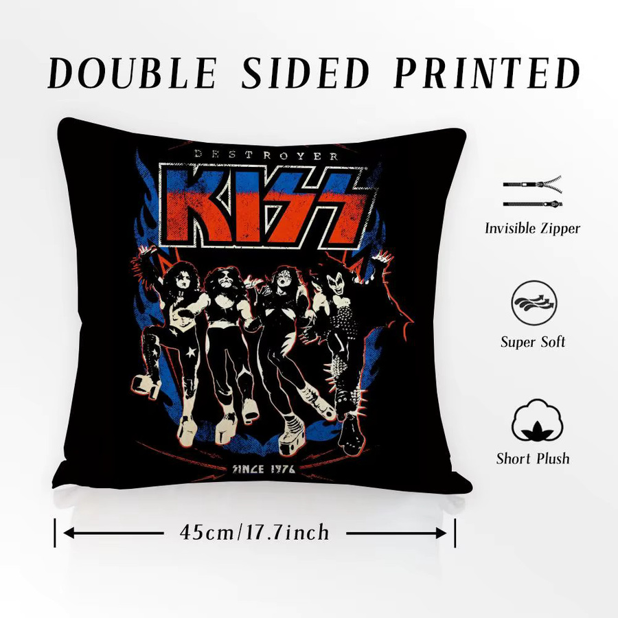 K-Kiss BAND POP Kissenbezug aus weichem Plüsch mit doppelseitigem Grafikdruck, quadratisch, Breite: 30 cm, Höhe: 30 cm - Bild 5