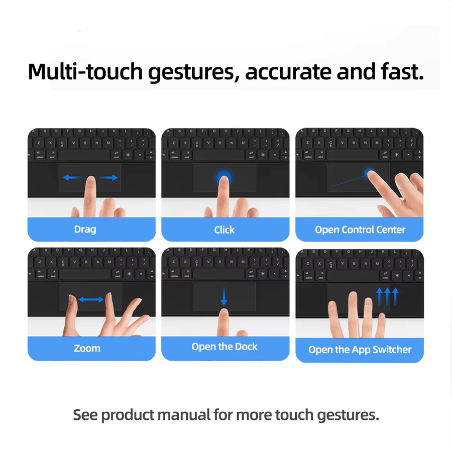 OnePlus Magic Keyboard Hülle für OnePlus Pad 4, 13,2 Zoll, Smart Multi-Touch Tastaturabdeckung, Schwarz - Bild 4