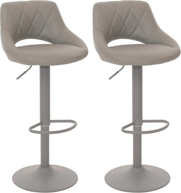 PROREGAL 2er-Set Barhocker gepolstert mit Lehne in Grau aus Kunstleder und Metall, drehbar mit Fußablage, Sitzhöhe: 60-82 cm - Bild 1