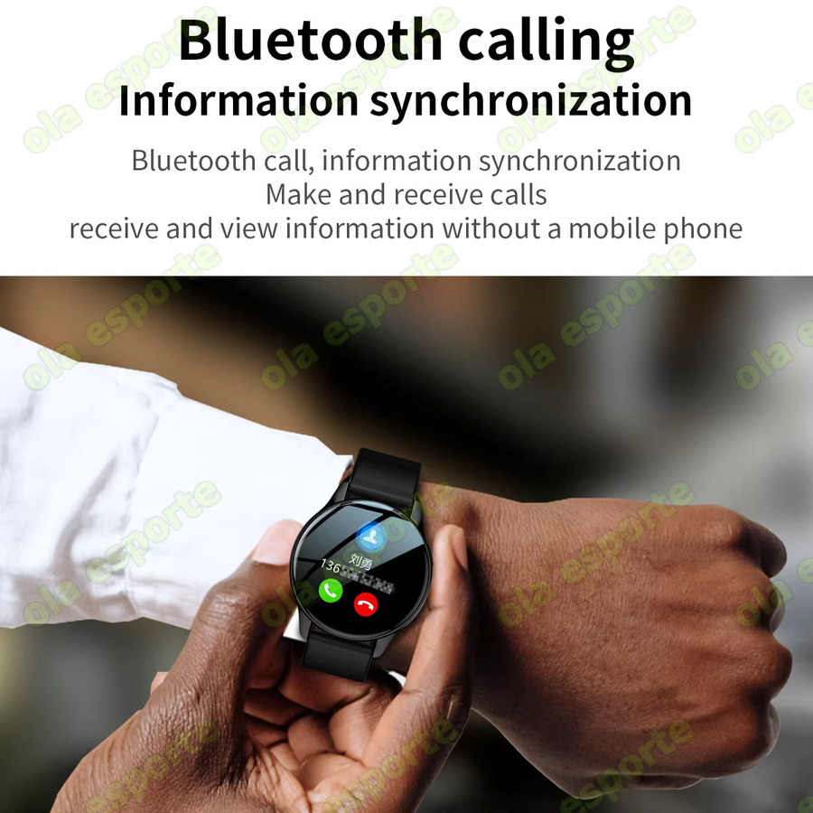 Ola Esporte Smartwatch mit Bluetooth-Anruffunktion, EKG-Monitor und Herzfrequenzmessung, wasserdicht, Schwarz - Bild 1