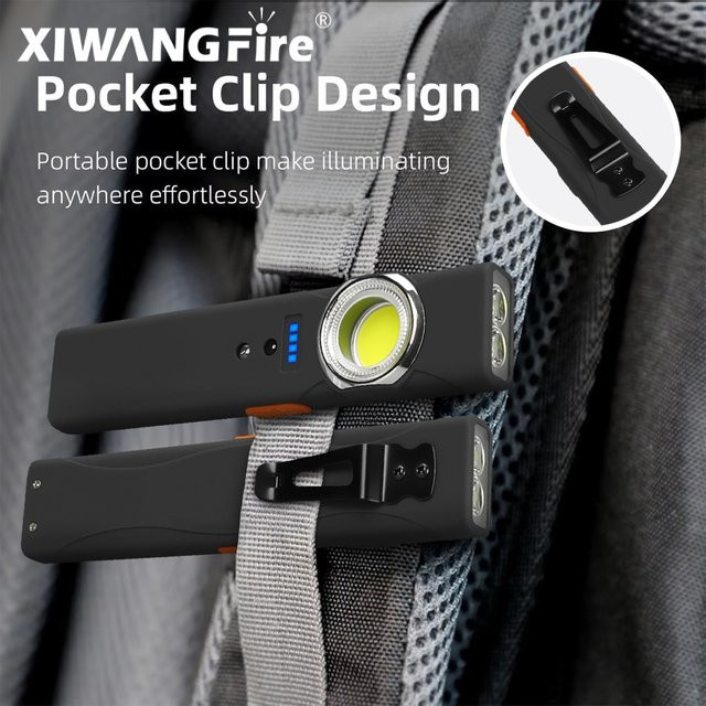 XIWANGFIRE LED-Schlüsselanhänger-Taschenlampe in Schwarz, USB wiederaufladbare Mini-Taschenlampe mit 600 lm, tragbare Arbeitsleuchte mit Magnet und COB-LED - Bild 1
