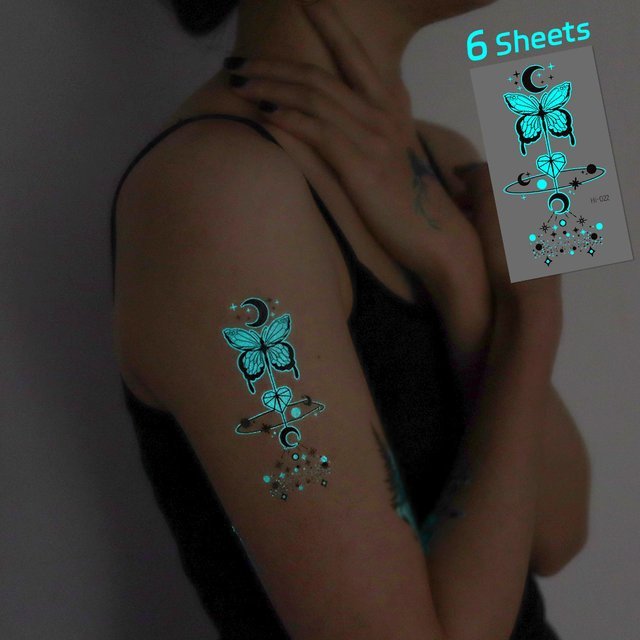 ROCOOART Tattoo-Aufkleber Schmetterling Mond Stern, Damen - Bild 1