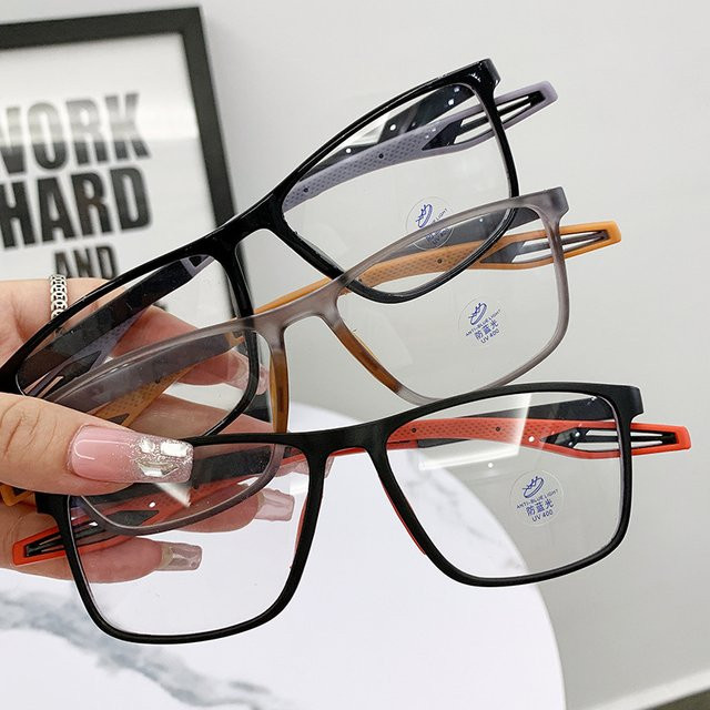 Lesebrille Sport, Vollrand, rechteckig, Kunststoff, schwarz, Blaulichtfilter - Bild 1