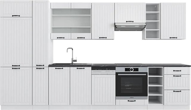 Vicco Küchenzeile Fame-Line Landhausstil Weiß 355 cm mit Hochschrank und verschiedenen Unterschränken - Bild 2