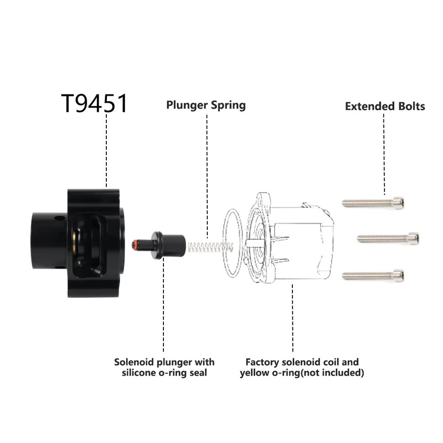 Muge Aluminium T9451 Abblasventil VTA DV Adapter für Audi B8 1.8/2.0 TFSI und VW Golf GTI MK6 TSI in Silber und Schwarz - Bild 4