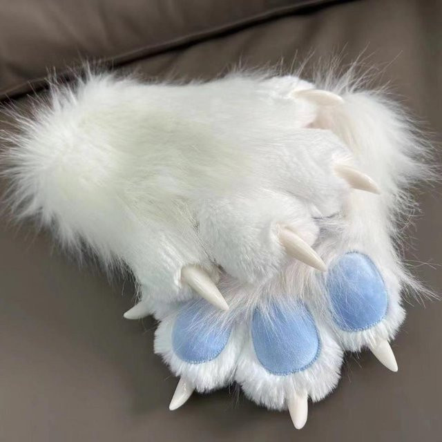 Linyi toy Katzenpfoten Handschuhe, Plüsch, weiß, Cosplay Requisiten - Bild 1