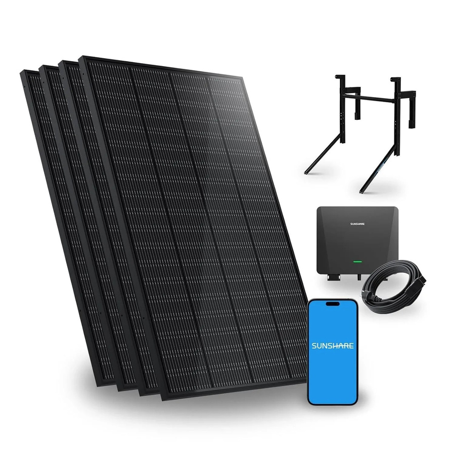 SUNSHARE Ray 800W Balkonkraftwerk PV Komplettset mit Halterung für Betonbalkon in Schwarz - Bild 2