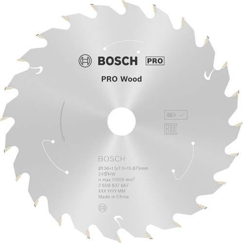 Bosch Hartmetall Kreissägeblatt für Holz, Durchmesser: 136 mm, 24 Zähne, Farbe: Silber - Bild 2