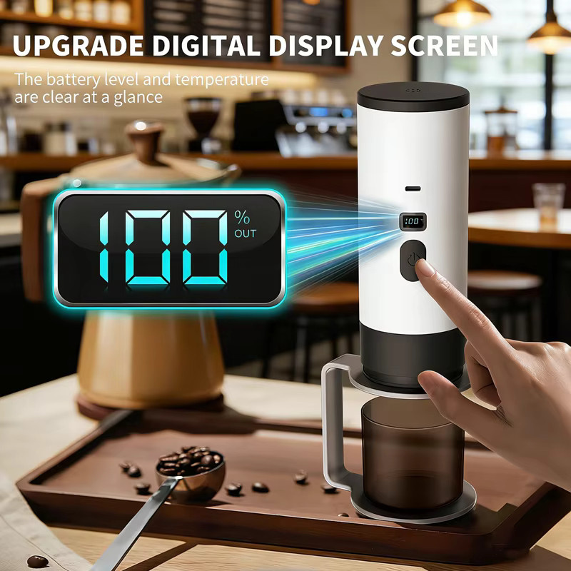 JFBONIN Tragbare 3-in-1 kabellose elektrische Espressomaschine für Kapseln und Pulver, Reise-Kaffeemaschine für Auto, Camping und Zuhause, Schwarz oder Weiß - Bild 3