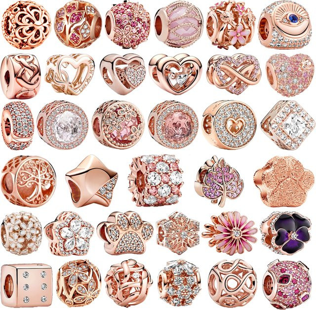 Disney Charm Herz Stiefmütterchen, Roségold, Unisex - Bild 1