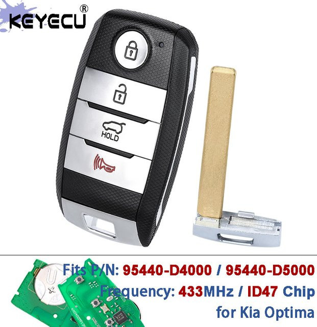 KEYECU Smart Remote Autoschlüssel-Fernbedienung mit ID47 Chip für Kia Soul 2016-2020, 433MHz Keyless-Go, Schwarz - Bild 1