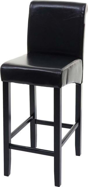 MCW Barhocker C33 in Schwarz mit Leder und Holzbeinen im Retro-Look - Bild 1