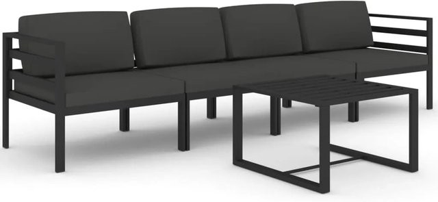 vidaXL 5-tlg Garten-Lounge-Set in U-Form aus Aluminium mit Kissen in Anthrazit - Bild 1